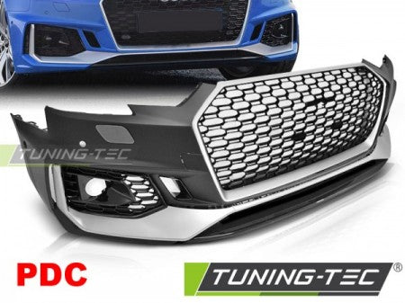 Paraurti Anteriore Sportivo Argento Neri con Fori Sensori di Parcheggio per AUDI A4 B9 08.15-19