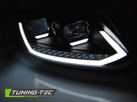 Fari Anteriori TUBE LIGHT DRL Neri sequenziali per VW TOURAN II 08.10-15