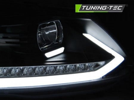 Fari Anteriori TUBE LIGHT DRL Neri sequenziali per VW TOURAN II 08.10-15