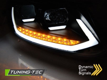 Fari Anteriori TUBE LIGHT DRL Neri sequenziali per VW TOURAN II 08.10-15