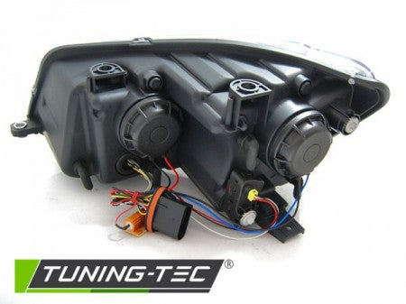 Fari Anteriori TUBE LIGHT DRL Neri sequenziali per VW TOURAN II 08.10-15