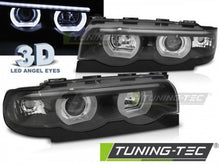 Load image into Gallery viewer, Fari Anteriori ANGEL EYES LED 3D Neri per BMW Serie 7 E38 94-01