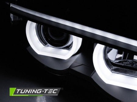 Fari Anteriori ANGEL EYES LED 3D Neri per BMW Serie 7 E38 94-01