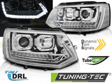 Load image into Gallery viewer, Fari Anteriori TUBE LIGHT DRL CHROME sequenziali per VW T5 2010-2015