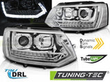 Fari Anteriori TUBE LIGHT DRL CHROME sequenziali per VW T5 2010-2015