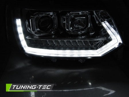 Fari Anteriori TUBE LIGHT DRL CHROME sequenziali per VW T5 2010-2015