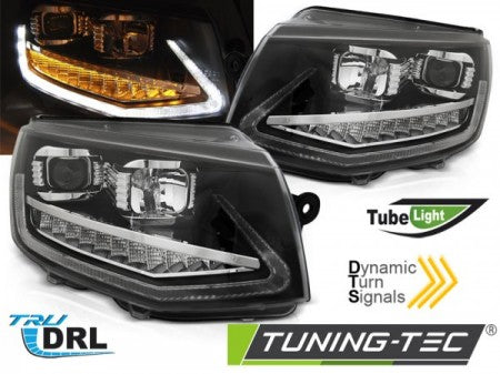 Fari Anteriori TUBE LIGHT DRL Neri sequenziali per VW T6 15-19