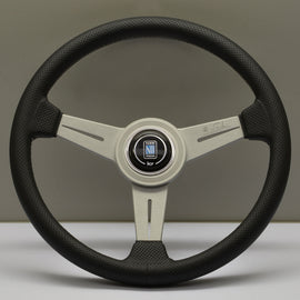 Volante Nardi Classic ND34, Pelle perforata nera, Raggi satinati, Cuciture grigie, 40 mm Dish