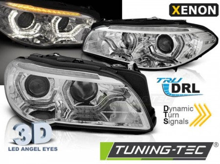 Fari Anteriori XENON ANGEL EYES LED DRL CHROME sequenziali per BMW Serie 5 F10/F11 10-13