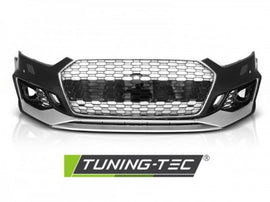 Paraurti Anteriore Sportivo CHROME Argento con Fori Sensori di Parcheggio per AUDI A5 F5 16-19