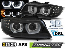 Carica l&#39;immagine nel visualizzatore di Gallery, Fari Anteriori XENON LED DRL Neri AFS per BMW Serie 3 E90/E91 09-11