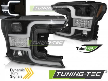 Fari Anteriori TUBE LIGHT Neri per FORD F150 MK13 17-20