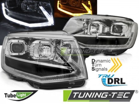 Fari Anteriori TUBE LIGHT CHROME DRL sequenziali per VW T6 15-19