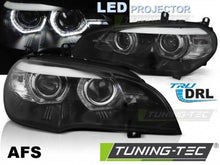 Load image into Gallery viewer, Fari Anteriori LED ANGEL EYES LED DRL Neri AFS per BMW X5 E70 07-13 (XENON OEM)