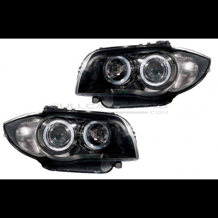 DEPO Fari Anteriori Angel Eyes Interno Nero BMW Serie 1 E81 E82 E87 E88 LCI