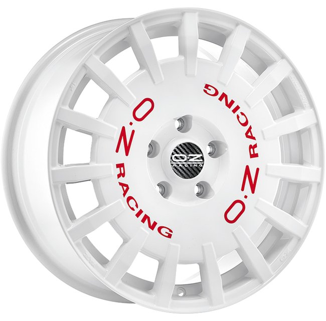 Cerchio in lega OZ Racing RALLY RACING 17x7 ET45 5x100 RACE WHITE RED LETTERING CERTIFICATO NAD