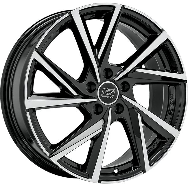 Cerchio in Lega MSW 80-5 16x6.5 ET40 5x100 GLOSS BLACK FULL POLISHED CERTIFICATO NAD