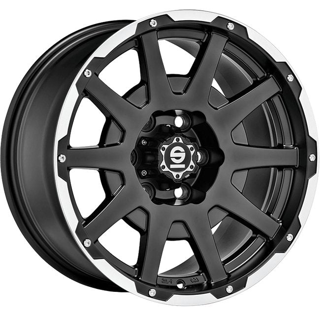 Cerchio in lega SPARCO DAKAR 17x8.5 ET0 6x139 MATT BLACK LIP POLISHED+RIVETS CERTIFICATO NAD