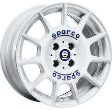 Load image into Gallery viewer, Cerchio in lega SPARCO TERRA 17x7.5 ET45 5x114 WHITE BLUE LETTERING CERTIFICATO NAD