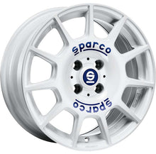 Load image into Gallery viewer, Cerchio in lega SPARCO TERRA 17x7.5 ET35 5x100 WHITE BLUE LETTERING CERTIFICATO NAD