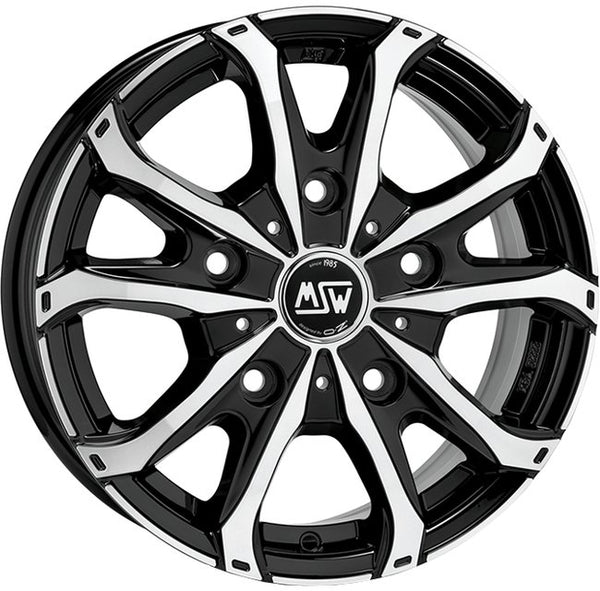 Cerchio in Lega MSW 48 VAN 18x7.5 ET53 5x118 GLOSS BLACK FULL POLISHED CERTIFICATO NAD