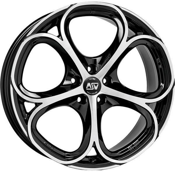 Cerchio in Lega MSW 82 18x8 ET30 5x110 GLOSS BLACK FULL POLISHED CERTIFICATO NAD