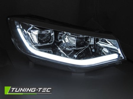 Fari Anteriori TUBE LIGHT CHROME DRL sequenziali per VW CADDY 20-