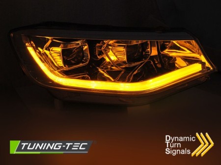 Fari Anteriori TUBE LIGHT CHROME DRL sequenziali per VW CADDY 20-