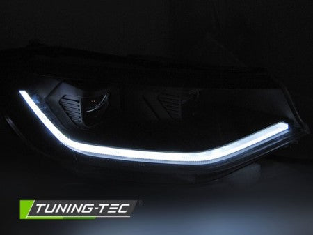 Fari Anteriori TUBE LIGHT Neri DRL sequenziali per VW CADDY 20-