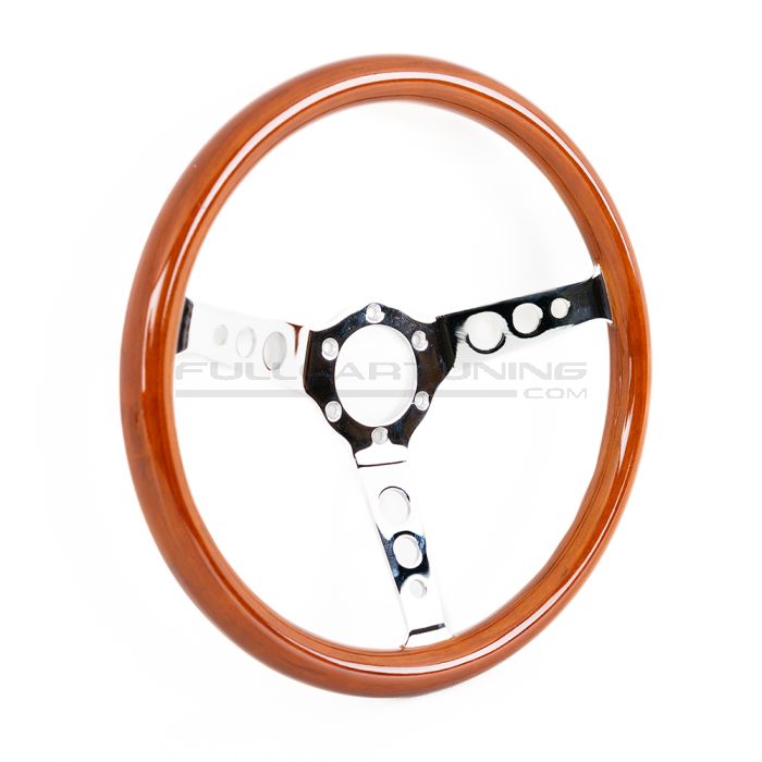 Volante Sportivo Chrome 350mm 51mm Wood Classis Style
