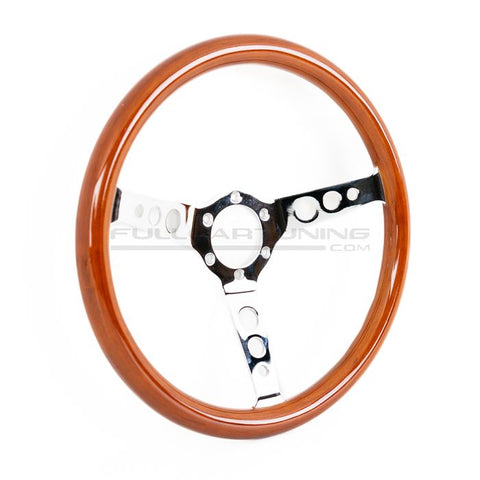 Volante Sportivo Chrome 350mm 51mm Wood Classis Style