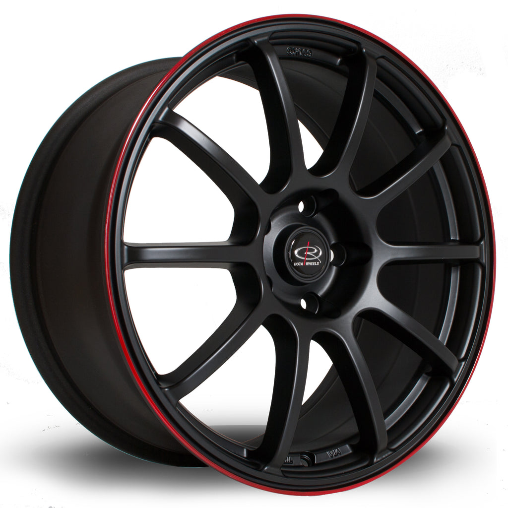 Cerchio in Lega Rota Force 18x8.5 5x114.3 ET48 Flat Black Red Lip