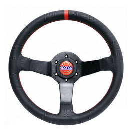 Sparco Champion 330 mm Volate 65 mm Piatto Pelle nera Raggi neri