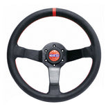 Sparco Champion 330 mm Volate 65 mm Piatto Pelle nera Raggi neri