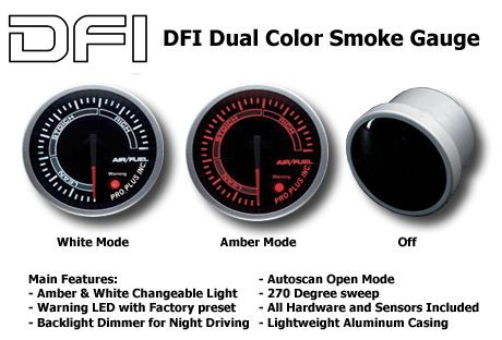 DFI Amber/White Smoke Lens Gauge 52mm - Rapporto Pressione Aria