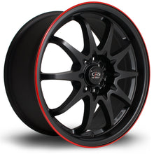 Load image into Gallery viewer, Cerchio in Lega Rota Fighter 17x8 5x100/114.3 ET48 Flat Black Red Lip