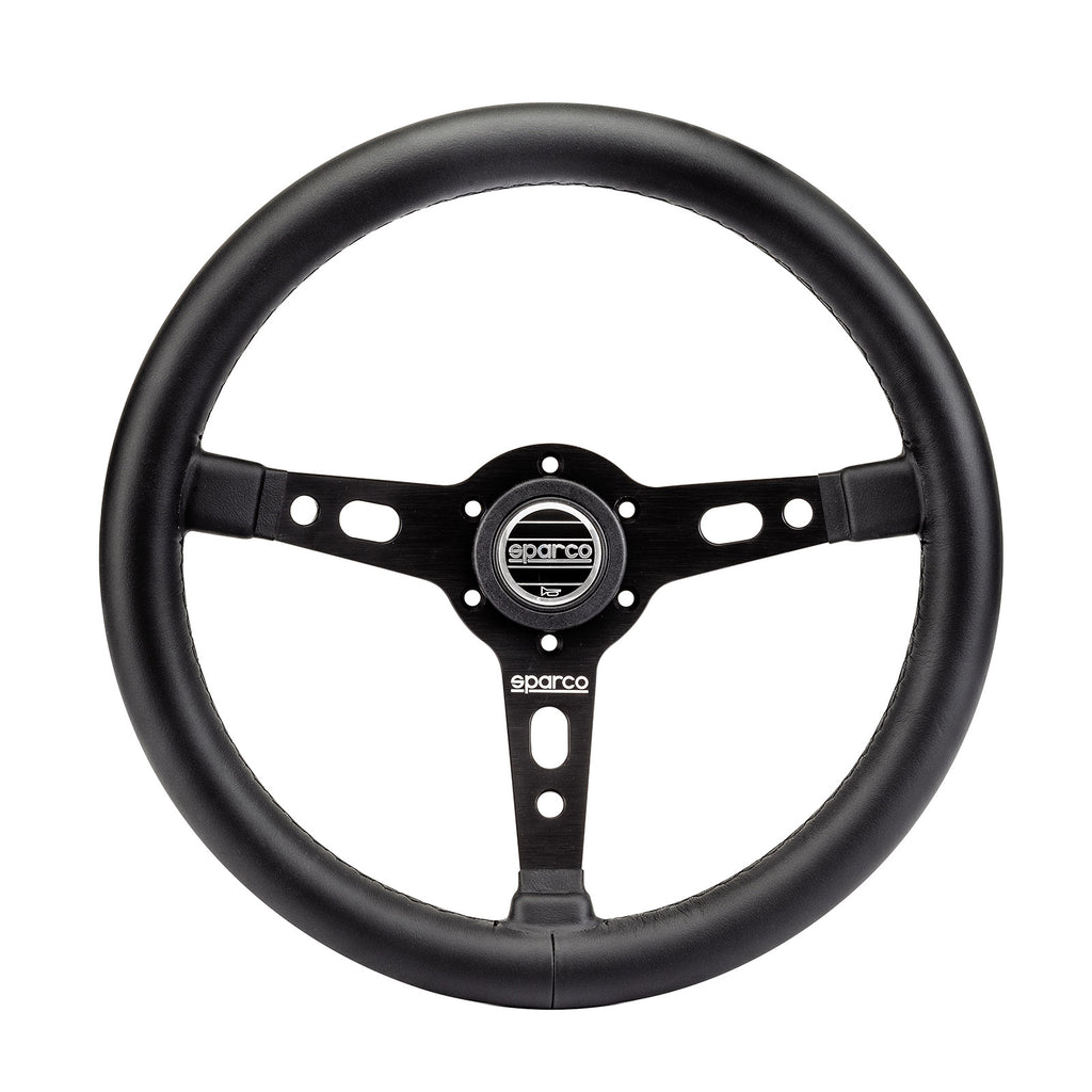 Sparco Volate 65 mm Piatto Pelle nera Raggi neri