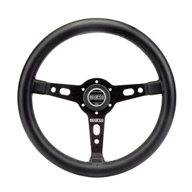 Sparco Volate 65 mm Piatto Pelle nera Raggi neri