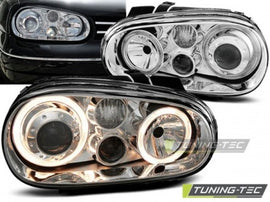 Fari Anteriori ANGEL EYES CHROME per VW GOLF MK4 09.97-09.03