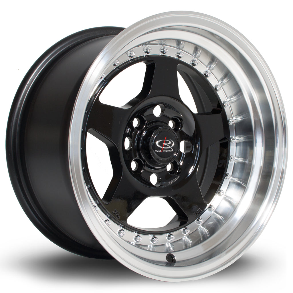 Cerchio in Lega Rota Kyusha 15x8 4x100 ET0 Black Brillant Polished Lip