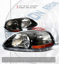 Carica l&#39;immagine nel visualizzatore di Gallery, Honda Civic EK EJ 96-98 Fari Anteriori Neri/Amber JDM G6