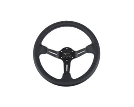 Volante Sportivo Vigor Daytona Razze Nere Pelle Nera MO Stitch Profondo 70mm Diametro 350mm - em-power.it