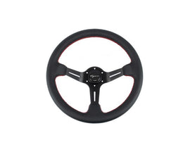 Volante Sportivo Vigor Daytona Razze Nere Pelle Nera RD Stitch Profondo 70mm Diametro 350mm - em-power.it