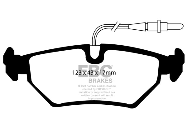 Pastiglie Freni EBC Ultimax Posteriore PEUGEOT 806 1.8 Cv  dal 1995 al 2002 Pinza ATE Diametro disco 0mm