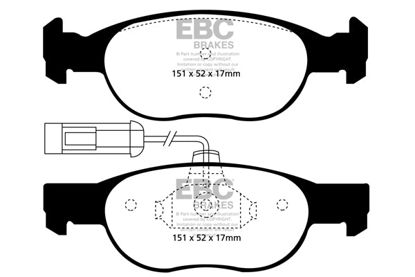 Pastiglie Freni EBC Ultimax Anteriore ALFA ROMEO 145 1.4 Cv  dal 1996 al 1997 Pinza ATE Diametro disco 257mm