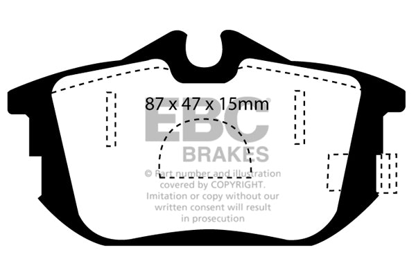 Pastiglie Freni EBC Ultimax Posteriore SMART Forfour (W454) 1.1 Cv  dal 2004 al 2006 Pinza Girling/TRW Diametro disco 250mm