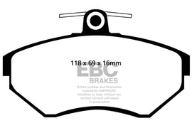 Pastiglie Freni EBC Ultimax Anteriore SEAT Arosa 1.4 Cv 100 dal 1998 al 2004 Pinza Girling/TRW Diametro disco 256mm