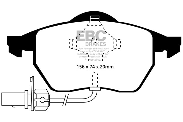 Pastiglie Freni EBC Ultimax Anteriore AUDI A4 B5 1.8 Turbo Cv  dal 1999 al 2001 Pinza ATE Diametro disco 288mm