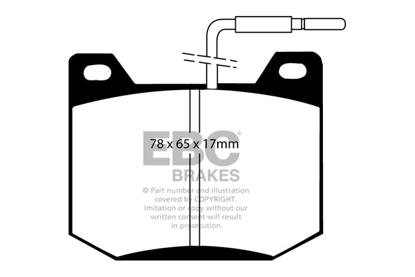 Pastiglie Freni EBC Ultimax Anteriore PEUGEOT 504 1.8 Cv  dal 1968 al 1971 Pinza Girling/TRW Diametro disco 273mm