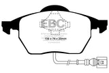 Pastiglie Freni EBC Ultimax Anteriore AUDI A3 8L 1.8 Turbo Cv  dal 1999 al 2003 Pinza ATE Diametro disco 288mm